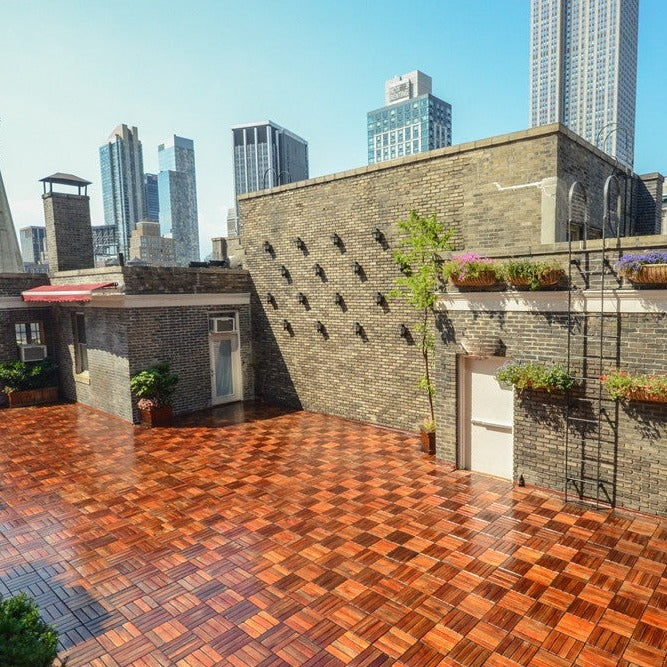 roof top covered in deck tiles