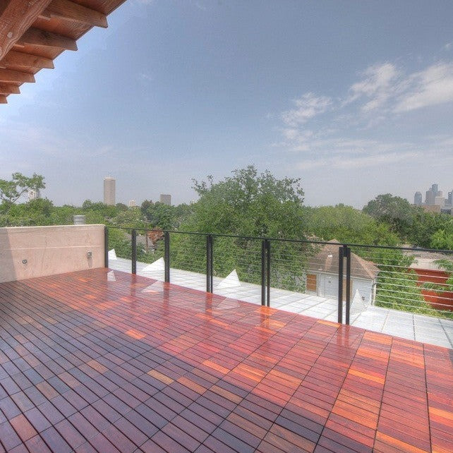 modern balcony with deck tiles